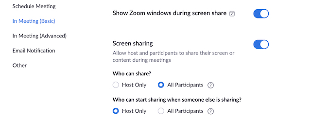 Host-Only Screen Sharing Host-Only Screen Sharing